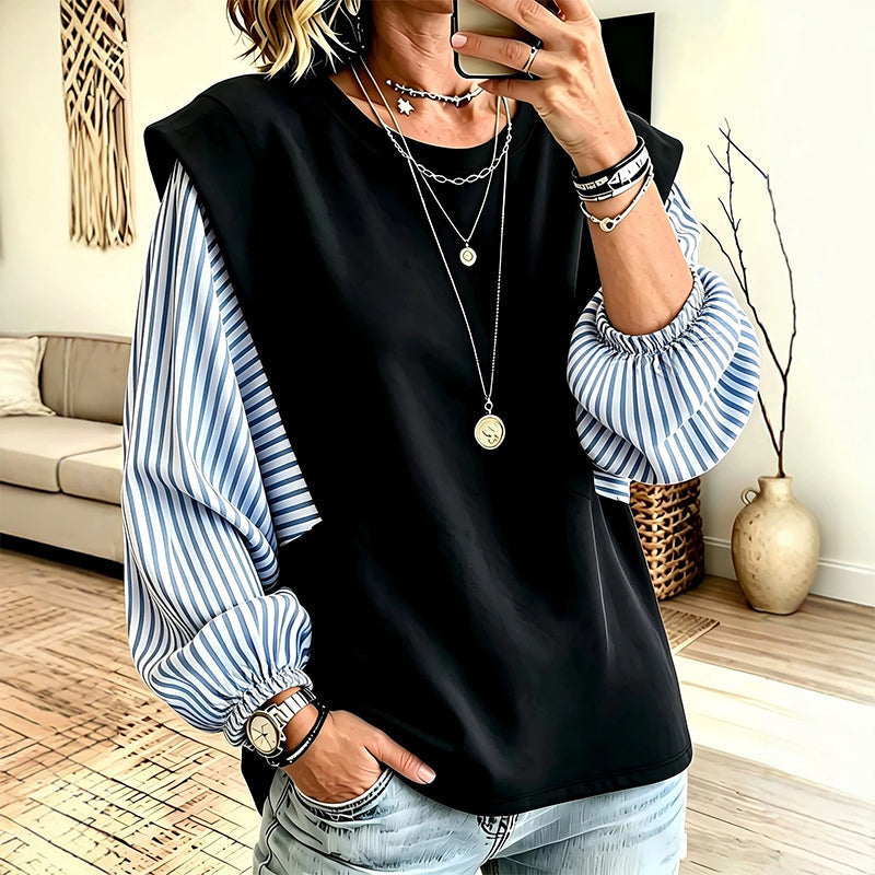 😍Vrouwen Casual Patchwork Lange Mouwen Top
