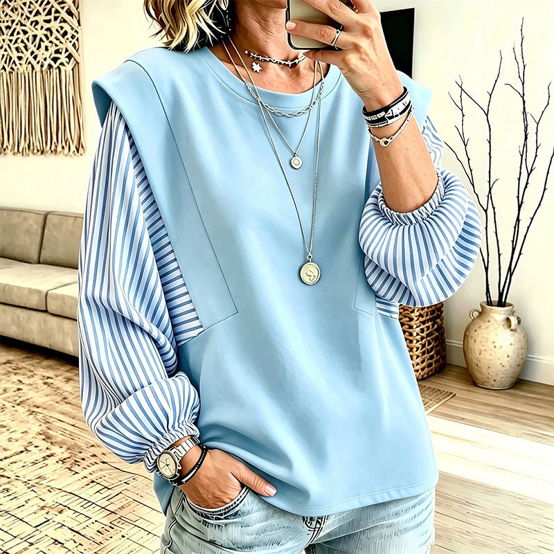😍Vrouwen Casual Patchwork Lange Mouwen Top
