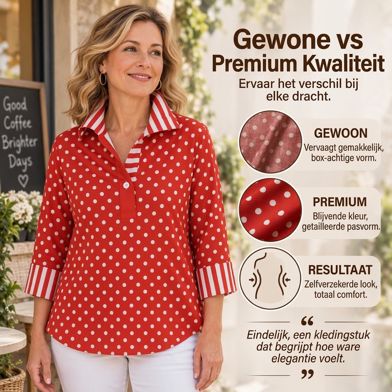 🔥Gratis verzending✈️Damespolkashirt met gestreepte kraag