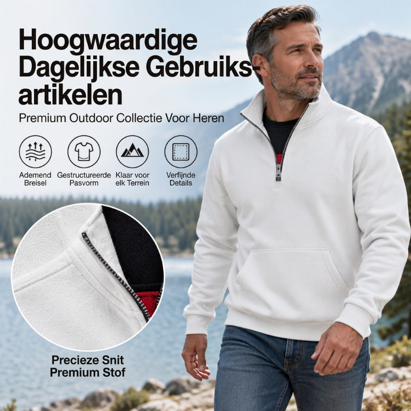 🔥Gratis verzending✈️Warme sweatshirt met halve rits voor heren