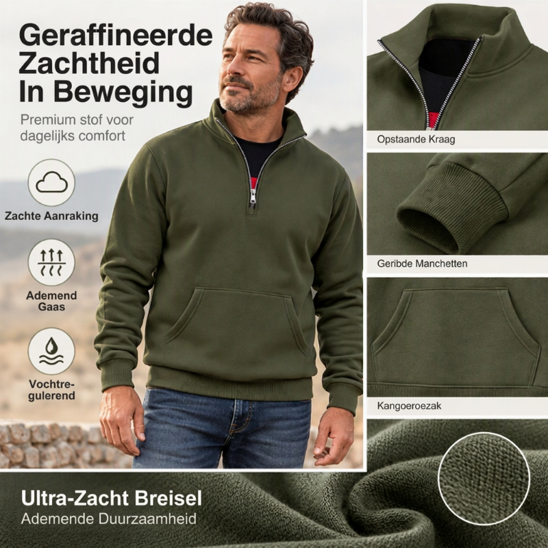 🔥Gratis verzending✈️Warme sweatshirt met halve rits voor heren