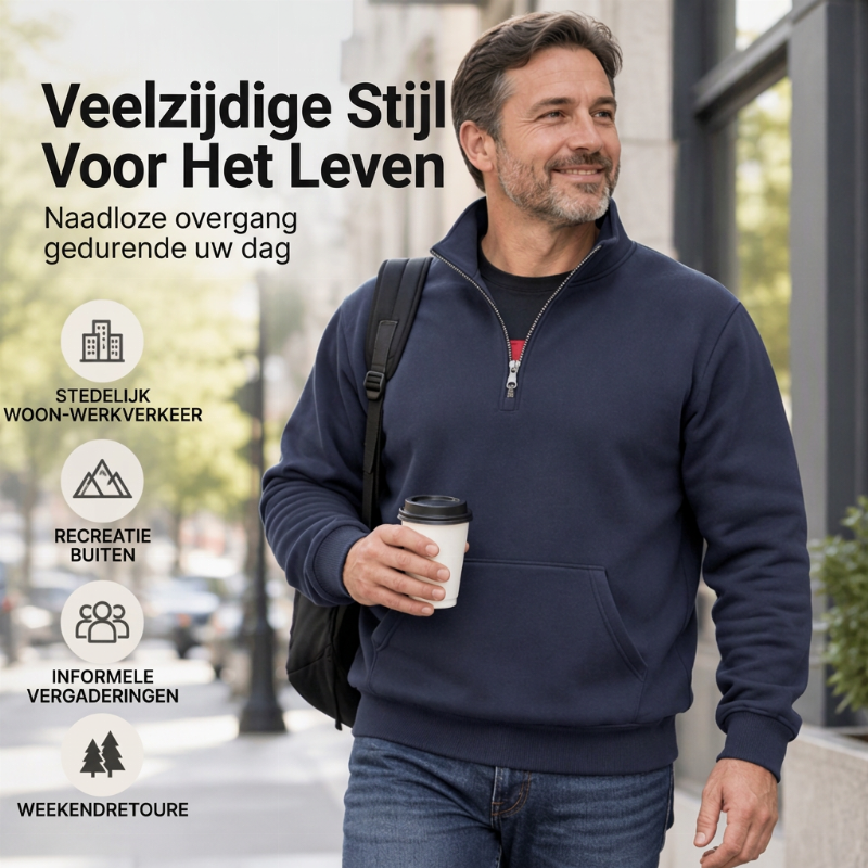 🔥Gratis verzending✈️Warme sweatshirt met halve rits voor heren