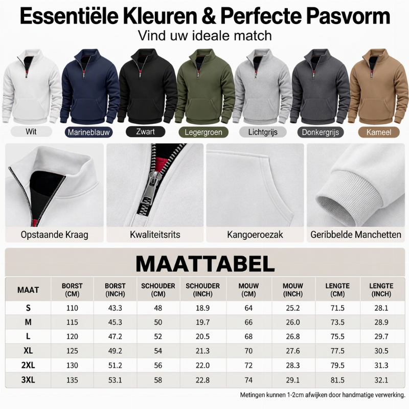 🔥Gratis verzending✈️Warme sweatshirt met halve rits voor heren