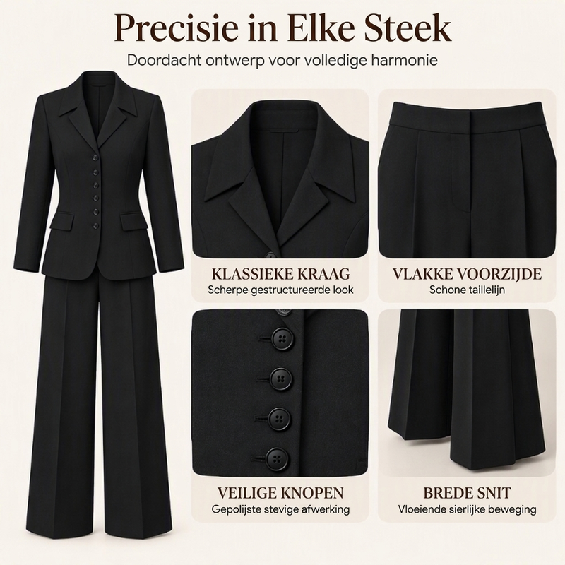 🔥Gratis verzending✈️Elegante damesblazer met taille en wijde pantalon set