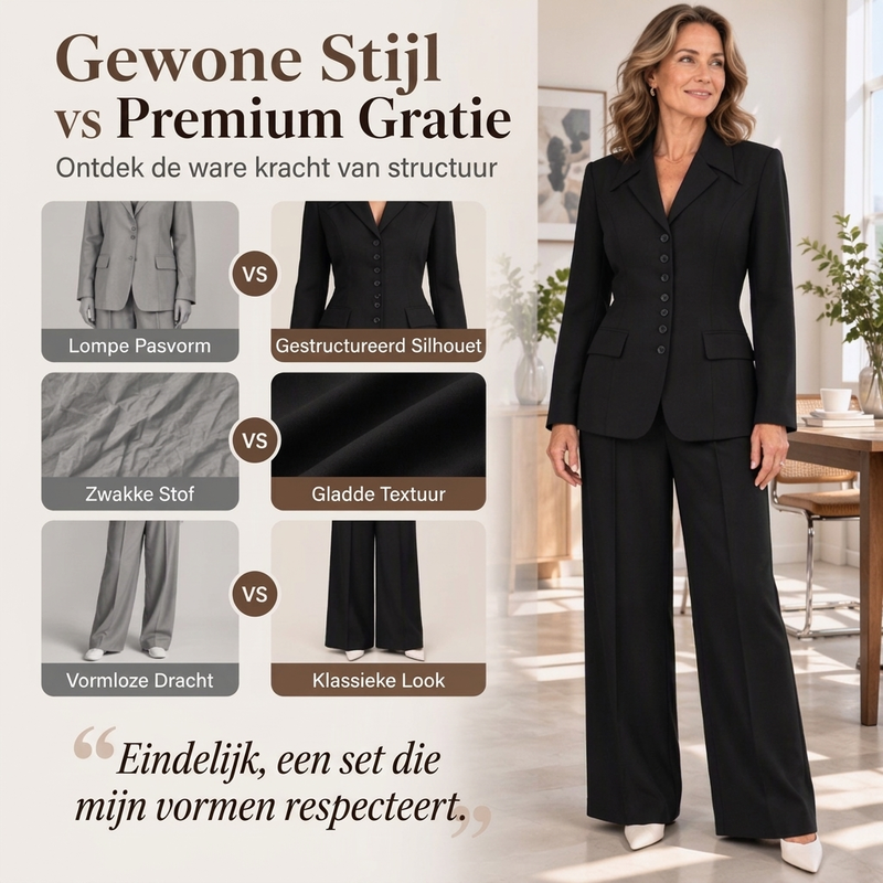 🔥Gratis verzending✈️Elegante damesblazer met taille en wijde pantalon set