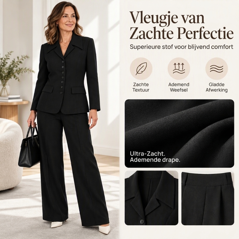 🔥Gratis verzending✈️Elegante damesblazer met taille en wijde pantalon set