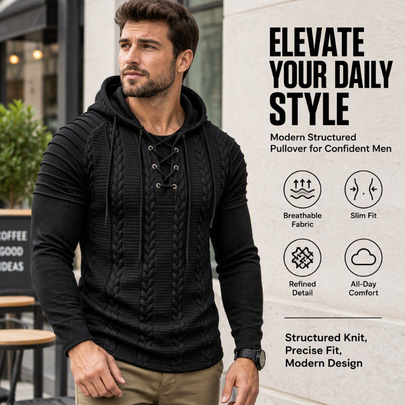 🔥Gratis verzending✈️Heren-sweatshirt met capuchon, gestructureerde plooien op de schouders