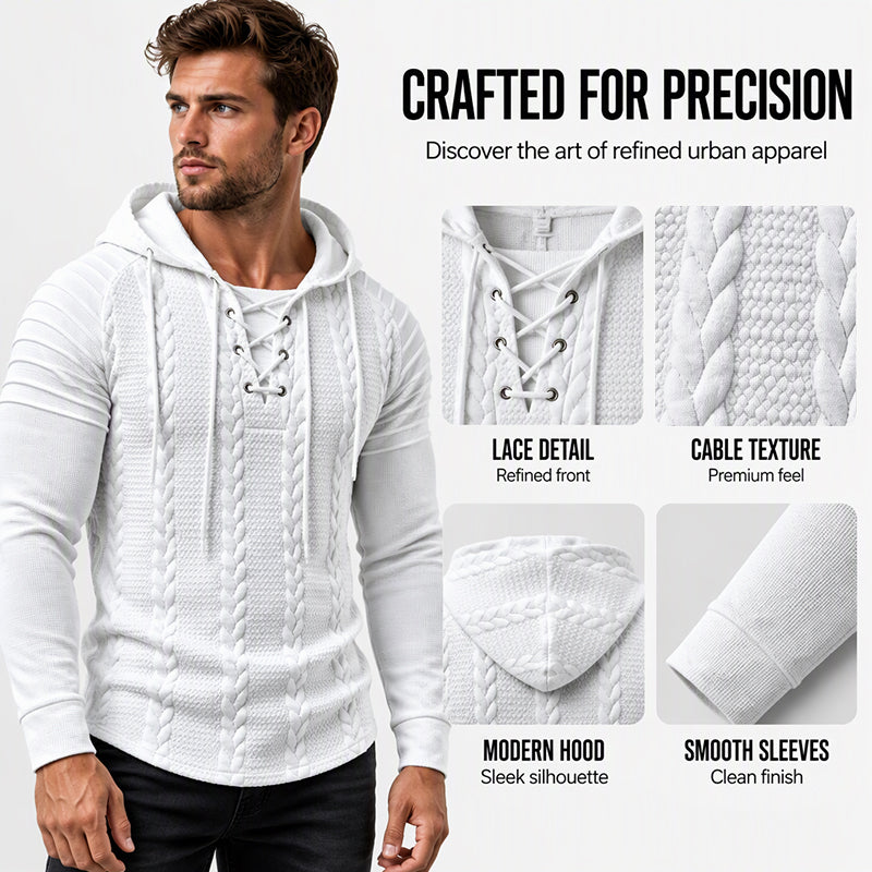 🔥Gratis verzending✈️Heren-sweatshirt met capuchon, gestructureerde plooien op de schouders