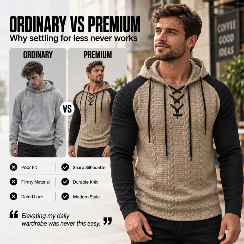 🔥Gratis verzending✈️Heren-sweatshirt met capuchon, gestructureerde plooien op de schouders