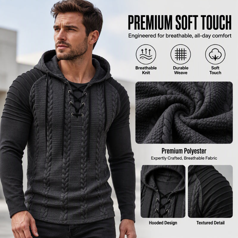 🔥Gratis verzending✈️Heren-sweatshirt met capuchon, gestructureerde plooien op de schouders
