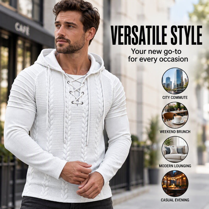 🔥Gratis verzending✈️Heren-sweatshirt met capuchon, gestructureerde plooien op de schouders