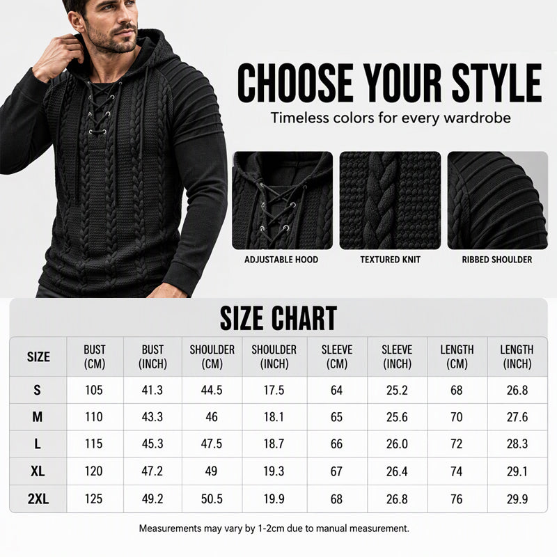 🔥Gratis verzending✈️Heren-sweatshirt met capuchon, gestructureerde plooien op de schouders