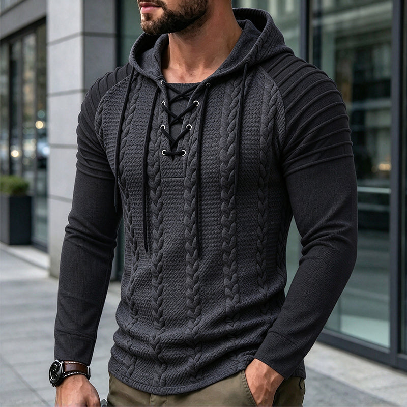 🔥Gratis verzending✈️Heren-sweatshirt met capuchon, gestructureerde plooien op de schouders