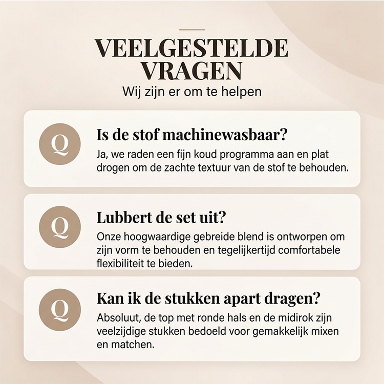 Dames gebreid ensemble met ronde hals top en midirok