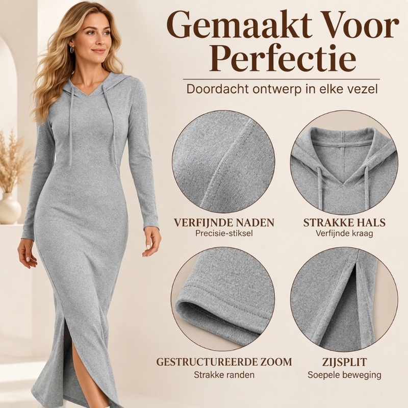 🔥Gratis verzending✈️Vrouwen Bodycon Jurk met Capuchon en Slim Fit