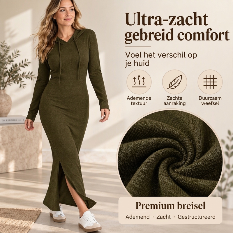🔥Gratis verzending✈️Vrouwen Bodycon Jurk met Capuchon en Slim Fit