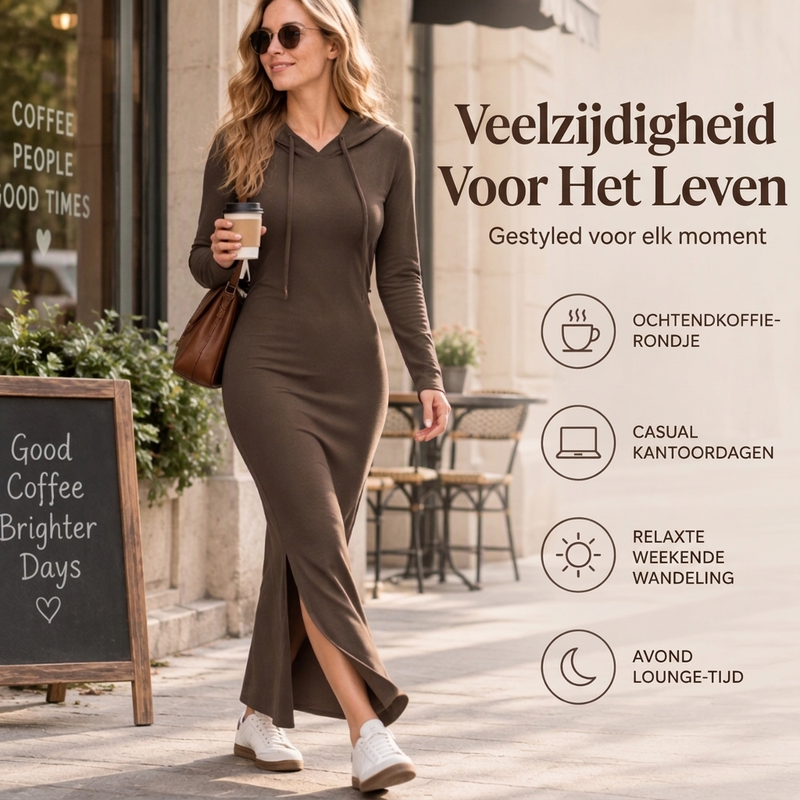 🔥Gratis verzending✈️Vrouwen Bodycon Jurk met Capuchon en Slim Fit