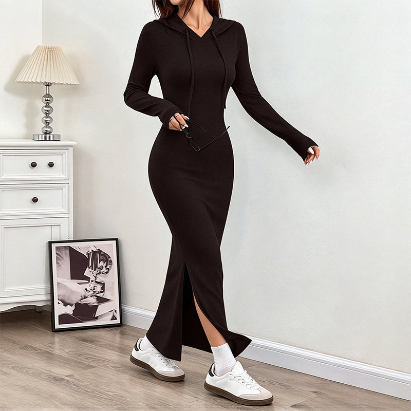 🔥Gratis verzending✈️Vrouwen Bodycon Jurk met Capuchon en Slim Fit