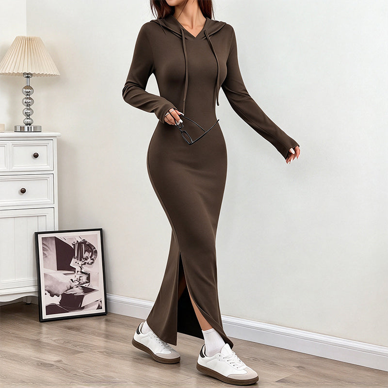 🔥Gratis verzending✈️Vrouwen Bodycon Jurk met Capuchon en Slim Fit