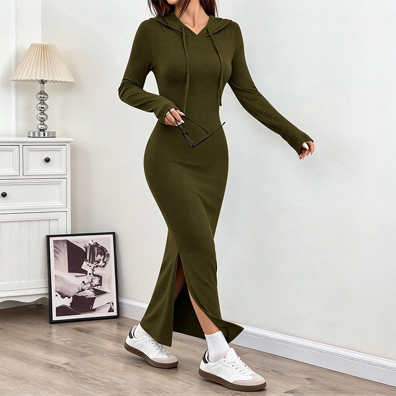 🔥Gratis verzending✈️Vrouwen Bodycon Jurk met Capuchon en Slim Fit