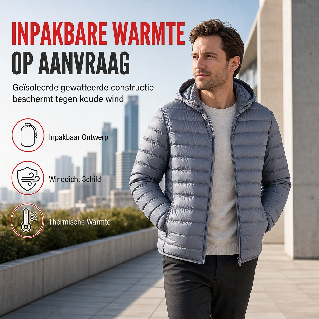 🔥Gratis verzending✈️Lichtgewicht gewatteerd herfst- en winterjack voor heren van katoen met capuchon, effen kleur, korte lengte