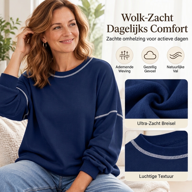🔥Gratis verzending✈️Casuele losvallende crewneck sweatshirt voor dames