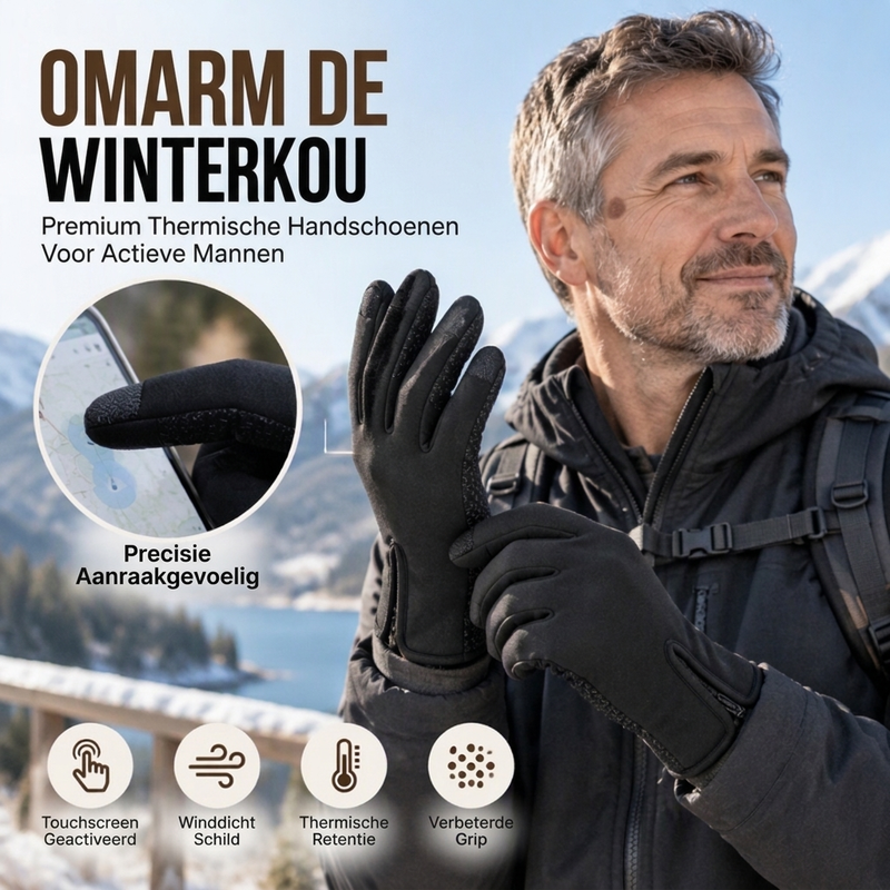 Thermische wielrenhandschoenen voor de winter met touchscreenfunctie