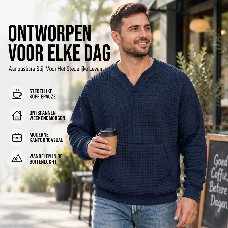 🔥Gratis verzending✈️Heren Casual Wafelgebreid Sweatshirt