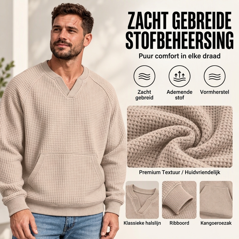 🔥Gratis verzending✈️Heren Casual Wafelgebreid Sweatshirt