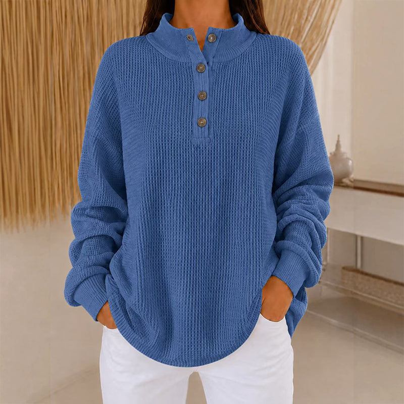 🔥Gratis verzending✈️Wafelgebreid Henley-sweatshirt voor dames