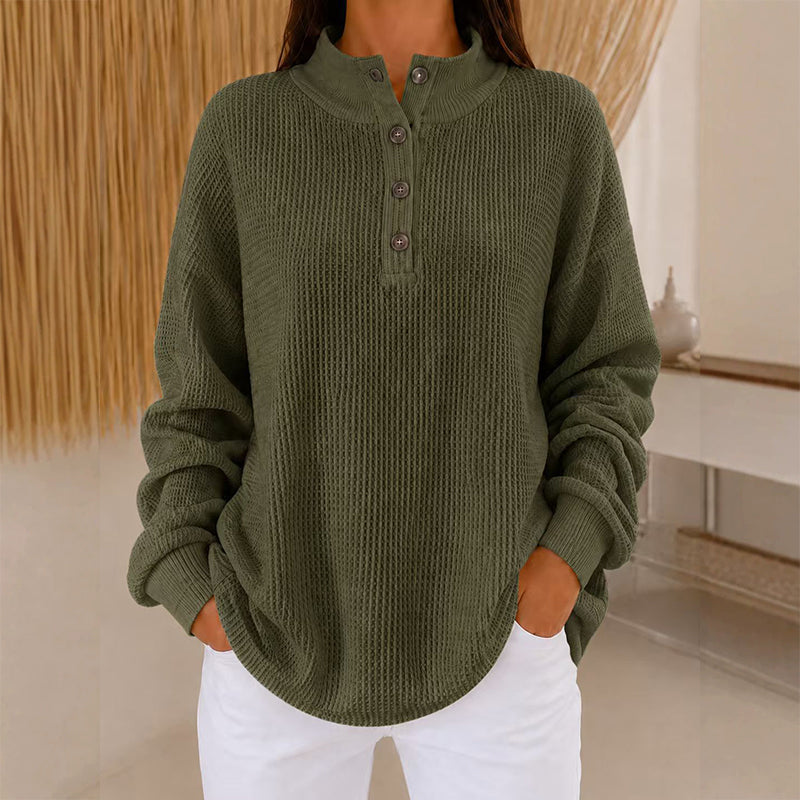 🔥Gratis verzending✈️Wafelgebreid Henley-sweatshirt voor dames
