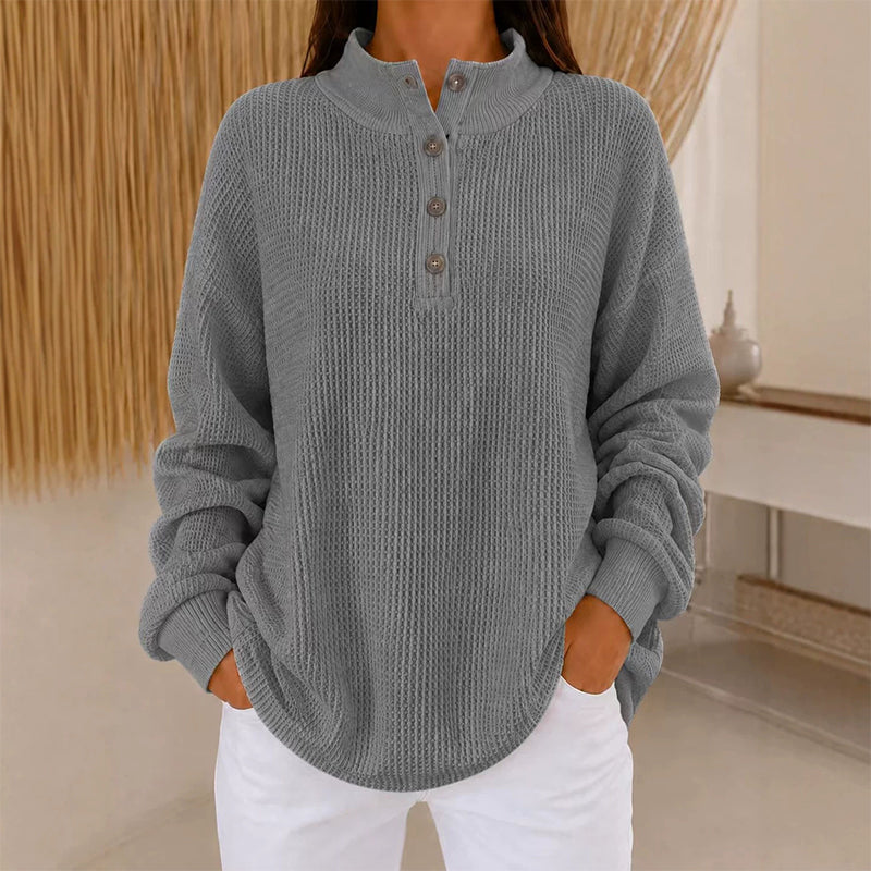 🔥Gratis verzending✈️Wafelgebreid Henley-sweatshirt voor dames