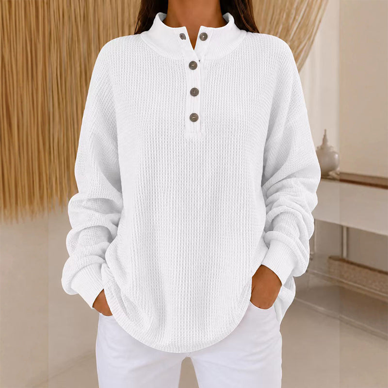 🔥Gratis verzending✈️Wafelgebreid Henley-sweatshirt voor dames
