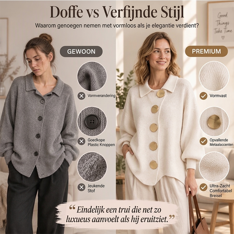 🔥Gratis verzending✈️Dames Elegante revers gebreid vest met gouden knopen