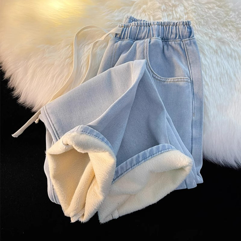 Dames warm gevoerde straight leg denim jeans