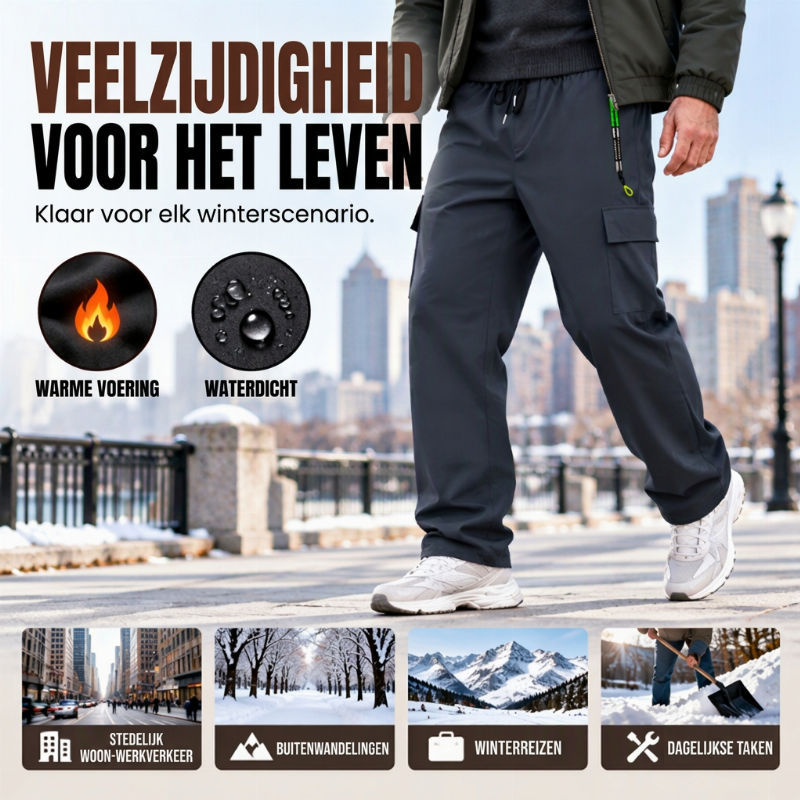 🔥Gratis verzending✈️Waterdichte cargobroek voor heren met zachte voering