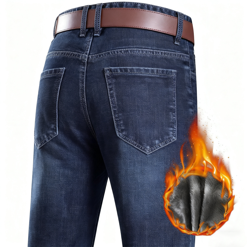 🔥 Winter Deal ✨ Heren Gevoerde Jeans met Rechte Pijpen 👖 Warme Voering, Comfortabele Pasvorm & Klassieke Stijl