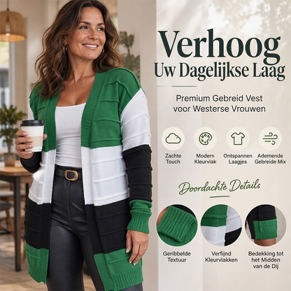 🔥Gratis verzending✈️Dames color-block gebreide vest zonder sluiting