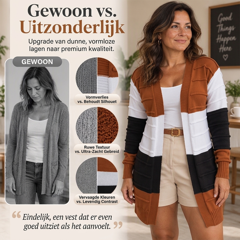 🔥Gratis verzending✈️Dames color-block gebreide vest zonder sluiting