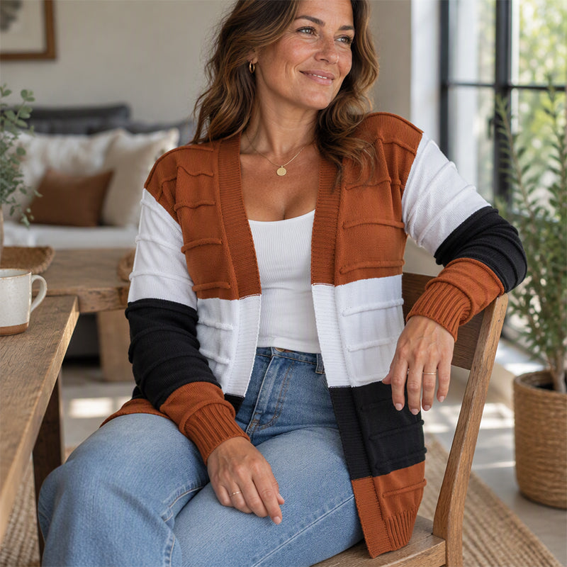 🔥Gratis verzending✈️Dames color-block gebreide vest zonder sluiting