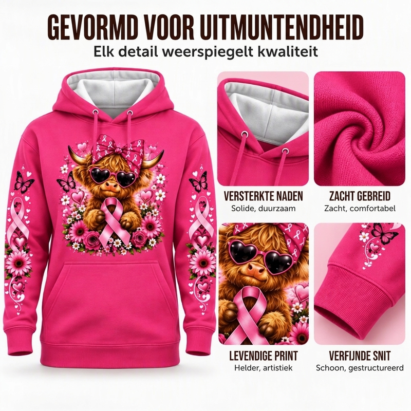 🔥Gratis verzending✈️Heren hoodie met highland-koe-print en zak