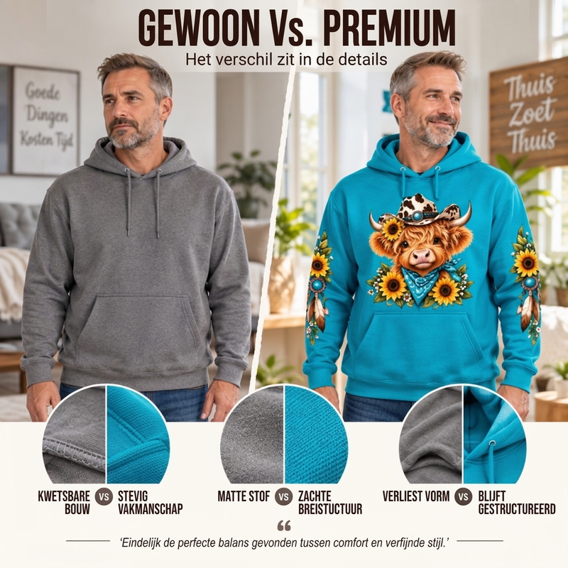 🔥Gratis verzending✈️Heren hoodie met highland-koe-print en zak