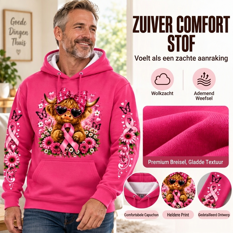 🔥Gratis verzending✈️Heren hoodie met highland-koe-print en zak