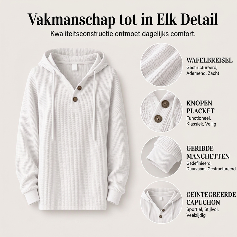 🔥Gratis verzending✈️Dames Wafel Gebreid Henley Hoodie
