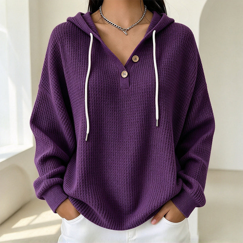 🔥Gratis verzending✈️Dames Wafel Gebreid Henley Hoodie