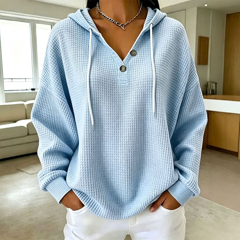 🔥Gratis verzending✈️Dames Wafel Gebreid Henley Hoodie