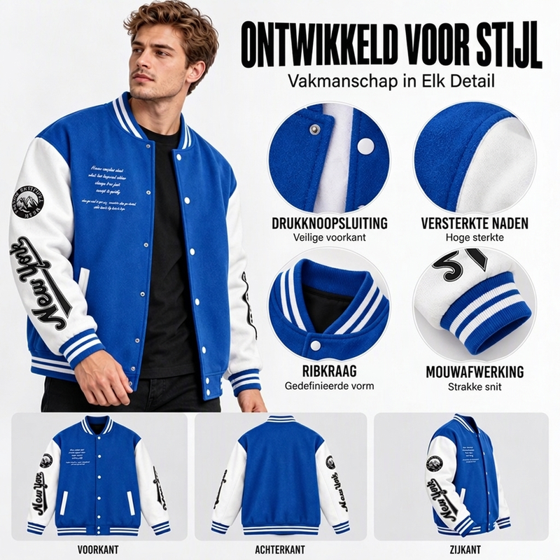 🔥Gratis verzending✈️Heren casual colour-block baseballjas