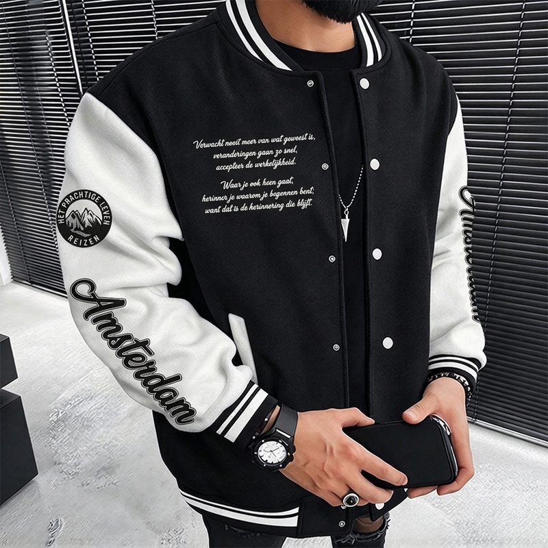 🔥Gratis verzending✈️Heren casual colour-block baseballjas