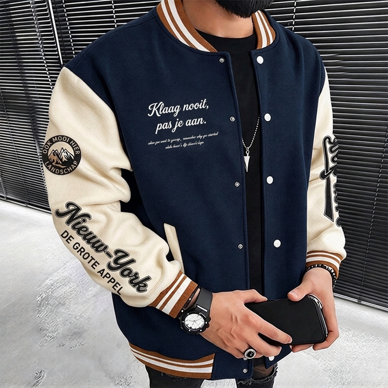🔥Gratis verzending✈️Heren casual colour-block baseballjas