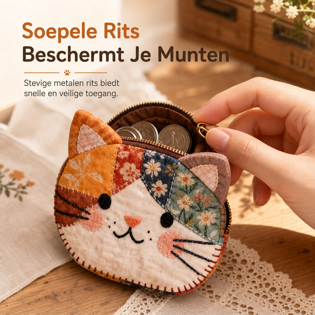 🚀Bespaar nu tijd & geld!😍Schattige Gewatteerde Katten Mini Portemonnee en Draagbare Kaarthouder Kleine Creatieve Zak voor Meisjes